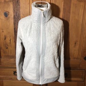 Women’s North Face Zip Up Jacket Fuzzy Grey S